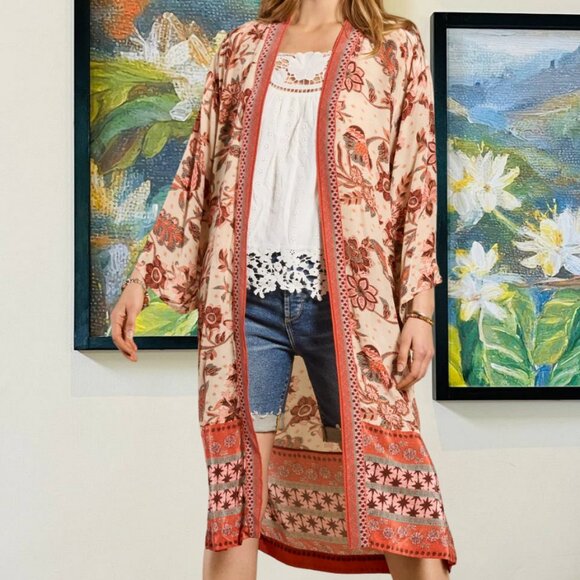 Marsala Kimono Viscose Coral Color - Picture 1 of 3